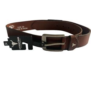 New American Bison Genuine Leather Belt Brown Size 34